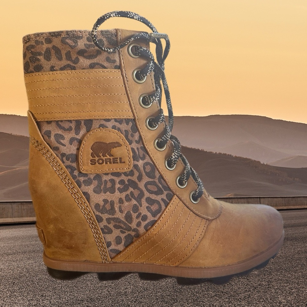 Sorel Leopard Lexie Boots with Wedge Heel
